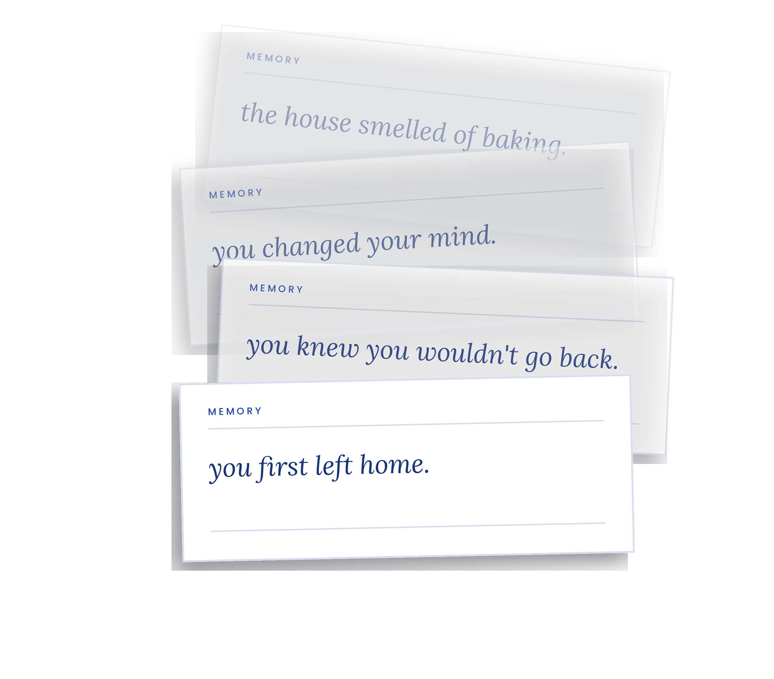 Memory cards, each completing the sentence differently